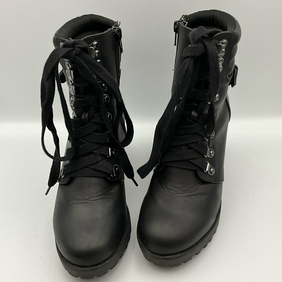 MIA Boots Size 8 Black Lace-Up 3” Heeled Combat Style Boots - Picture 3 of 8